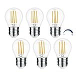 Akynite G45 E27 LED Bulb Dimmable 4W Warm White 2700K, 400LM, E27 40W Equivalent, AC 220V, Golf Ball ES Screw LED Light Bulb, P45 ES Mini Globe Filament Bulb, 6PCS