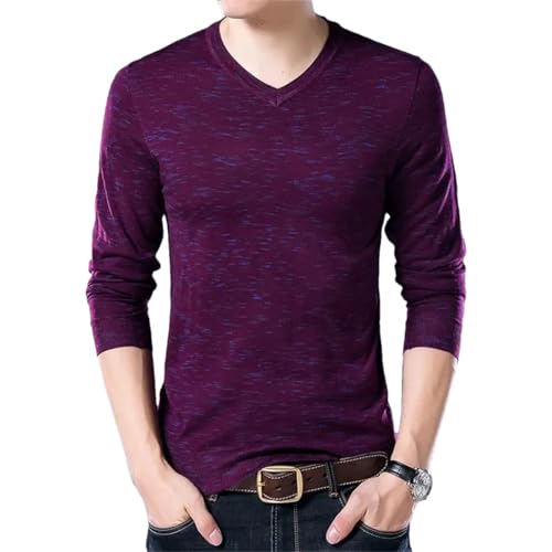 Men Knitted Pullover Mens V Neck Sweater Solid Color Slim Fit Casual Jumper Top