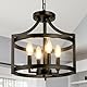 KMaiPem Modern Schwarz Kronleuchter Umwandelbare Deckenlampe Wohnzimmer, 4 Lichter Rustikal Vintage Deckenleuchte, Höhenverstellbare Bauernhaus Landhaus Hängelampe Schlafzimmer, Pendelleuchte Flur