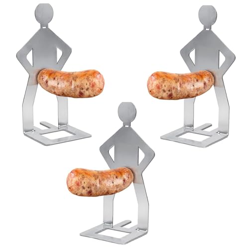 Shibida 3PCS Support À Saucisses pour Barbecue,Supports Amusants Hot-Dogs en Acier Inoxydable en...