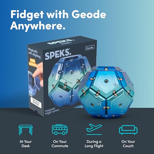 Speks Geode Magnetic Fidget Toy | Sensory Desk Toy for Adults & Teens 14+ | Stress Relief Gift | Sphere, Blue by Speks - Image 5