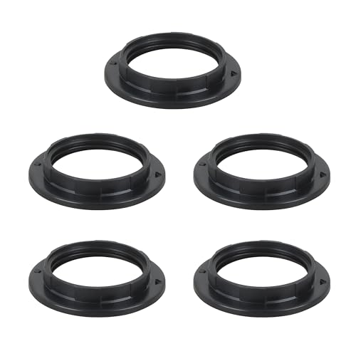 Image of E26 /E27 lamp holder shading and dustproof fixing ring kit, compatible with lamp lampshade locking ring /snap ring accessory set, black 5-piece installation component