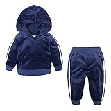 Oyolan Baby Jogginganzug Sportanzug Kapuzenpullover mit Jogginghose Unisex Mädchen Jungen Hoodie Bekleidung Outfit Set für Kleinkinder Herbst Winter Navy Blau 86-92