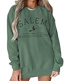 kekemi salem felpa da donna halloween girocollo con grafica strega pullover top manica lunga salem massachusetts autunno camicie, verde-137, x-large