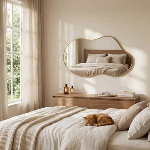 Image of Irregular wall Mirror 24 inchx41 inch Gold Asymmetrical Mirror