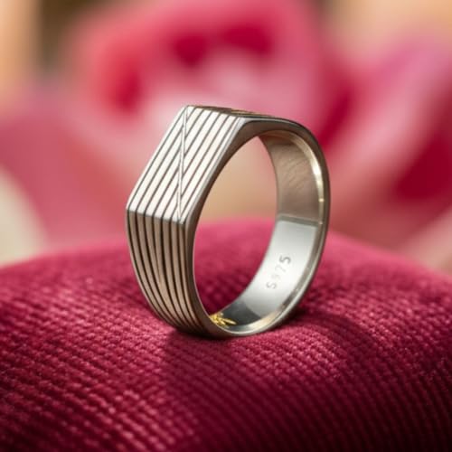 Image of Premium Silver Statement Ring | Modern Geometric Engraved Design