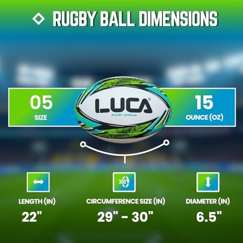 Image of LUCA Rugby Ball Sizes 3, 4 & 5 Hand Stitched Super Grip 3-Ply Construction