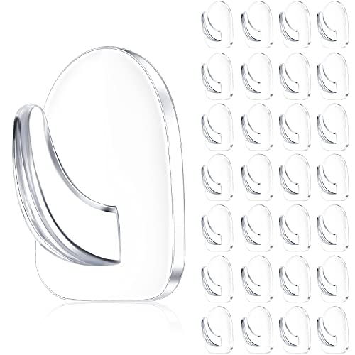 Jetec 60 Pieces Clear Adhesive Wall Hooks Transparent Reusable Seamless Hooks for Hanging Small Sticky Acrylic Hangers with Non Marking Sticker for Kitchen Bathroom Bedroom Office