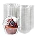 GULELAYAR 50Pcs Clear Cupcake Holders, Disposable Donut Puff Round Plastic Box Muffin Cupcake Containers with Dome Lids for Wedding Birthday Parties Supplies (50pcs)