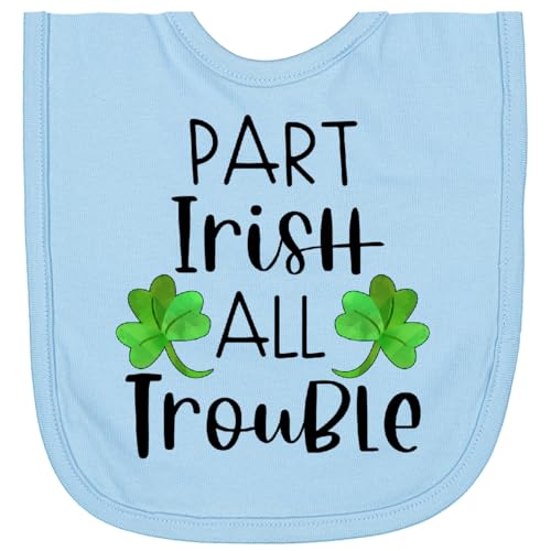 inktastic Part Irish All Trouble St. Patrick's Day with Green Clovers Newborn Bib Light Blue 3a263
