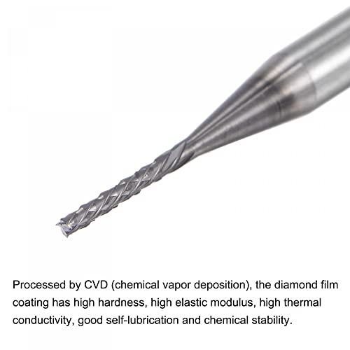 Image of uxcell End Mill CNC Router Bits, 0.9mm x 6mm 1 /8 inch Shank Diamond Film Coated Carbide Engraving Bit Milling Cutter Left Hand for PCB Plastic Fiber Wood 5pcs
