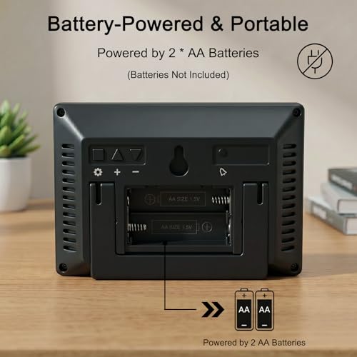 Digital Wall Clock Battery Operated with LCD Display, 6.5” Small Digital Clock with Seconds/Temperature/Humidity/Snooze - 12/24H, Digital Alarm Clocks for Bedrooms, Living Room, Office, Gym - Image 3