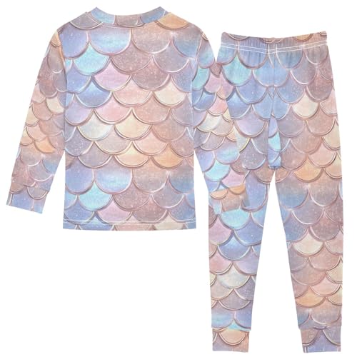 ALAZA Beautiful Mermaid Scale Pajamas Long Sleeve Sleepwear 2-Piece Pajama Set2