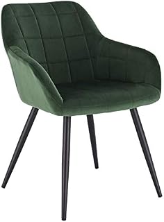 WOLTU 1 X Kitchen Dining chair Dark Green/Golden with arms and backrest,Living Room chair chair for bedroom Velvet,BH232dgn-1