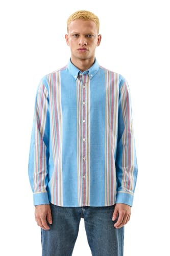 Image of SNITCH Men's Casual Shirt | Slim Fit Full Sleeve Button-Down Collar Striped Design | 100% Cotton & Breathable Fabric for Everyday Wear & Semi-Formal Occasions