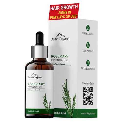 Aravi Organic Rosemary Essential Oil for Hair Growth, Quick Hair Growth Rosemary Oil for Women and Men - 100% Pure Rosemary Leaves Oil- 30 ml