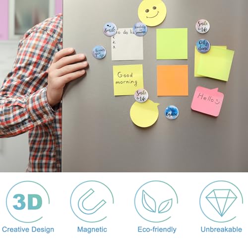 TOODOO 24 Pieces Inspirational Magnets Refrigerator Motivational Fridge Magnets for Lockers Watercolor Round Cute with Encouragement Quotes for Whiteboard Supplies (Classic Style)