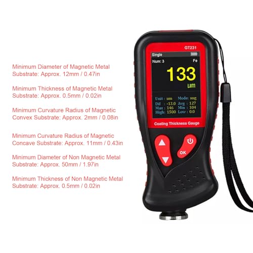 Medidor de Grosor de Pintura WALFRONT con Pantalla HD miniatura 4