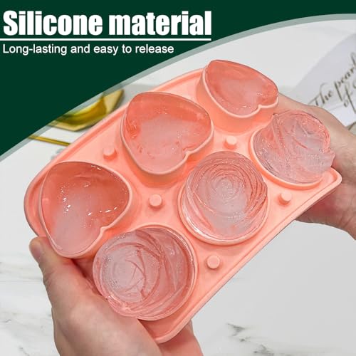 Molde de hielo de silicona con formas de rosa y corazón miniatura 3