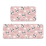 Salelf Panda fliegt im Himmel zwischen Wolken und Stern, Küchenmatten, 2 Stück, gepolsterte Küchenteppiche für Boden, Anti-Ermüdungsmatte, wasserdichter Teppich für Küche, Büro, Spüle, Wäsche
