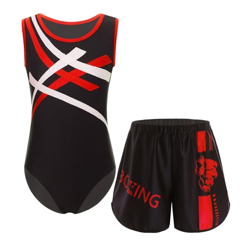 Conjunto de leotardo y shorts para niños elástico sin mangas de alta flexibilidad 3