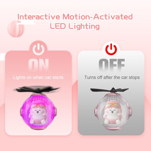 Image of Pink Kitty Car Air Freshener with 6-Color Auto Light Up & 4pcs Scented Tablets - Subtle Fragrance, Decorative Auto Accessories,Cute Mother's Day and Father's Day Small Gift
