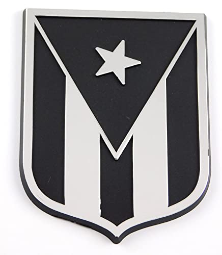 Image of Puerto Rico Crest Black Shield Chrome Plastic car Emblem Decal Badge Sticker Crest PRBC
