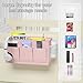 Edudif Dual-purpose Bedside Caddy Bedside Organizer, Bed Caddy with 6 Pockets, Versatile Bedside Storage Solution Magazine Remotes holder, ideal for Home, Dorm, Hospital, Crib Bed (Pink)