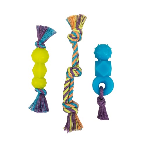 Image of Mini Dentachew Pack Dental Chew Toy, Multi-Textured, Fetch & Tug Rope, Puppies & Small Dogs, 7 inch, 3-Pack