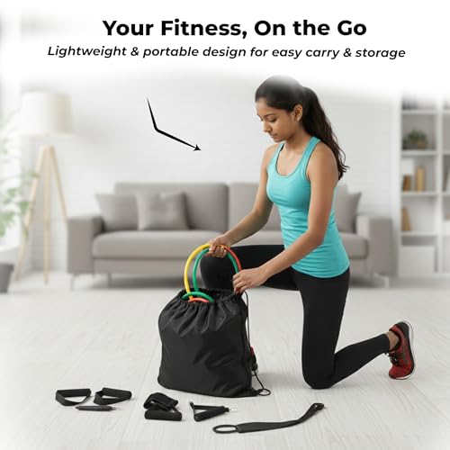 Image of Resistance Bands Set of 5(10 to 150 kg), Pull Up Bands forUnisex, Exercise Bands for Strength Training, Home Workout, Gym Fitness, Stretching,Mobility,Yoga,Crossfit &Physical Therapy