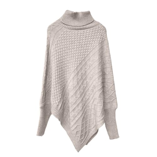 Poncho Sweater Women Turtleneck Cable Knit Oversized Casual Pullover Top - image 3