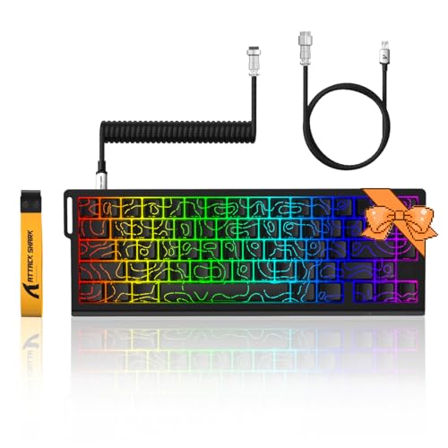 MAMBASNAKE x Attack Shark X68HE Teclado mecánico con Interruptor magnético de gatillo rápido, Teclado para Juegos con Cable en Espiral, precisión RT de 0,01 mm, 8 KHz, SOCD, RGB(Contornos Negros)