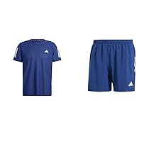 adidas Uomo Own The Run Tee T-Shirt And Dark Blue Shorts