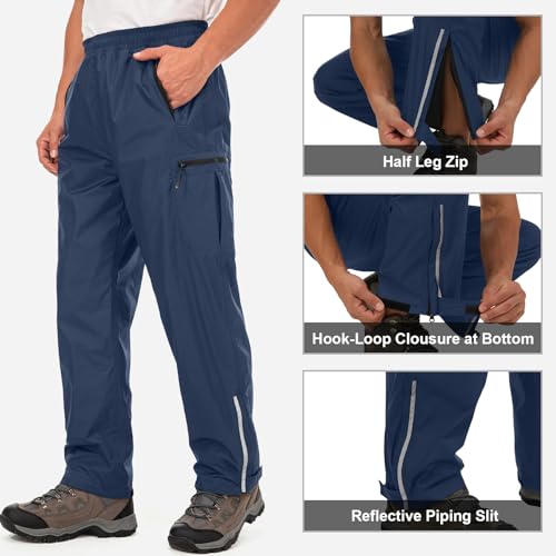 Mens Rain Pants Waterproof Windproof Hiking Pants for Outdoor Fishing Golf Motorcycle Cycling4