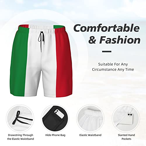 Italian Flag Men's Swim Shorts Beach Trunks with Compression Lined and Pockets4