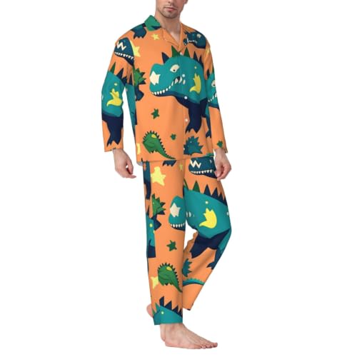 Pijama de hombre de dinosaurio conjunto dos piezas transpirable y cómodo 2