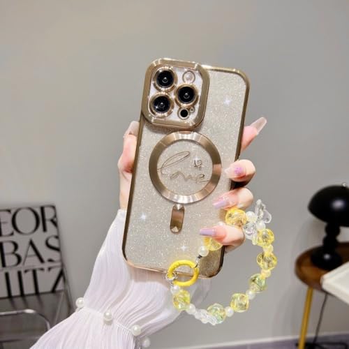 Étui de charge sans fil magnétique performant et coque avec chaîne bracelet pour iPhone 14 13 12