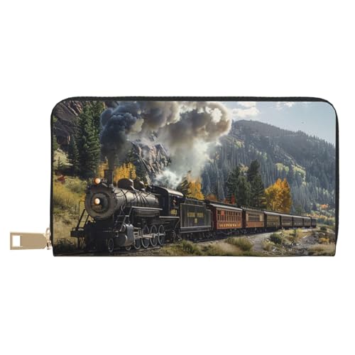 Portefeuille long locomotive à vapeur pour homme femme portefeuille blanc porte-cartes monnaie