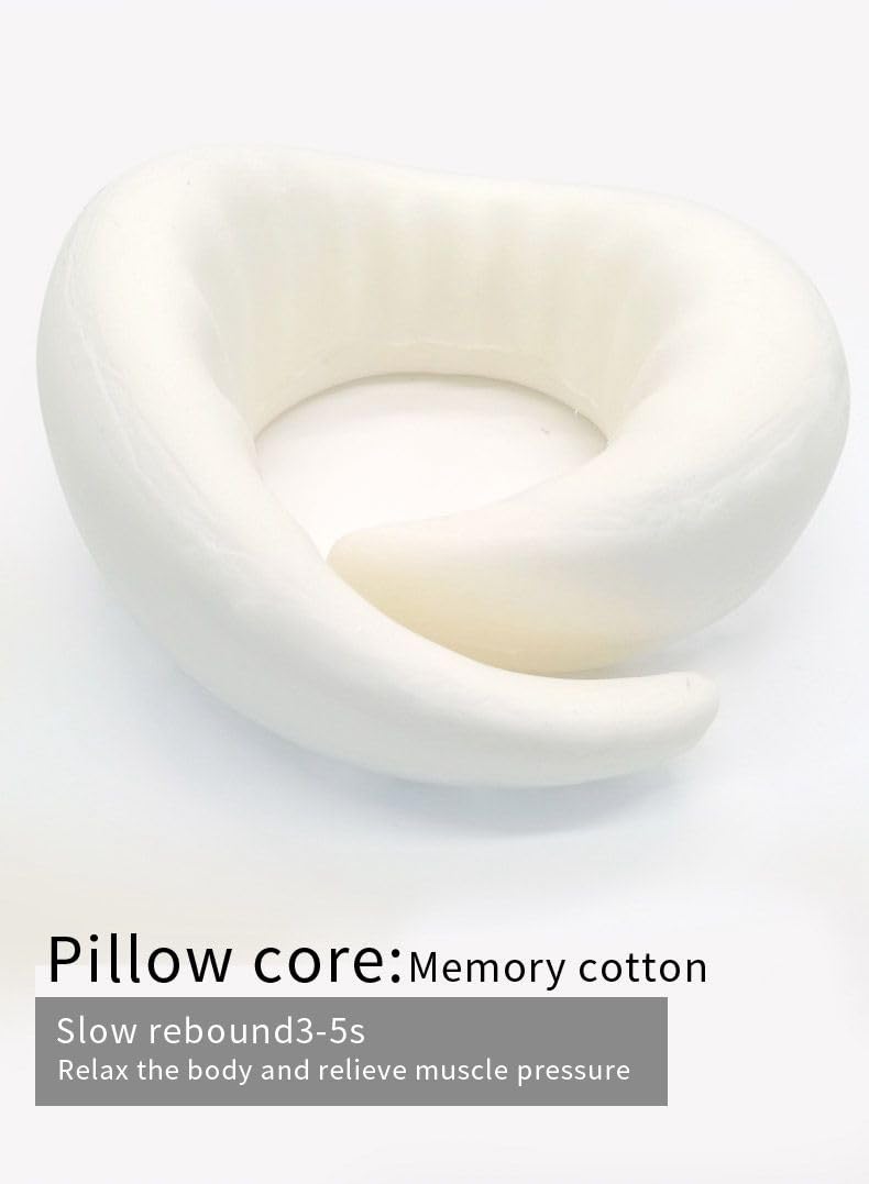 Almohada de viaje – Almohada ergonómica de espuma viscoelástica para viajes, almohada de vuelo compacta y ajustable con máscara de ojos, tapones para los oídos, manta, bolsa de almacenamiento y