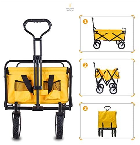 Carro plegable resistente con 4 ruedas, tela impermeable 600D, carrito para jardín y compras miniatura 5