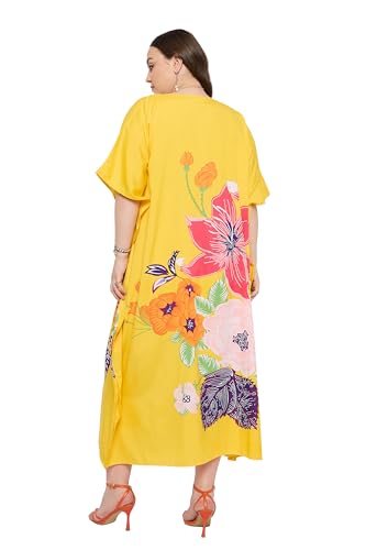 Image of Gypsie Blu Women Plus Size Kaftan Dress Beach Cover Up Maxi Dresses for Women, V-Neck Kimono Sleeve 1X-3X