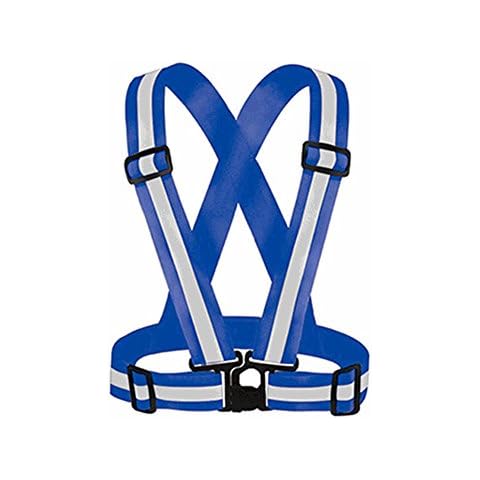 rycnet Adjustable Safety Security High Visibility Reflective Vest Elastic Strap Jacket New year's Gift Blue Cover