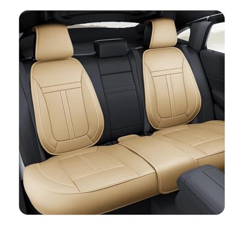 Housses siège voiture en cuir PU beige - Ensemble complet de protection arrière auto