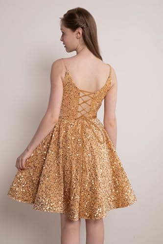 Changuan Sequin Homecoming Dresses for Teens 2025 Sparkly Spaghetti Strap A-line Short Prom Dress Cocktail Formal Party Gowns3