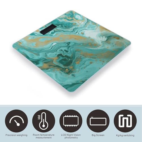 Báscula digital de baño mármol azul y dorado miniatura 3