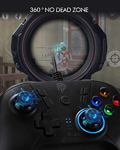 Mandos de PC, EasySMX Controller PC Alámbrico con 5 Velocidad de LED Ajustable, Vibración Doblación Ajustable y Función Turbo, Gamepad PC para Andriod Móvil/PC/Tablet/Andirod TV/Andriod TV Box