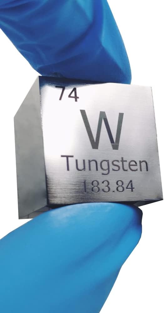 BBAUER Handcarved Metal Block, W Cube Cube 99.95% Engraved Periodic Table 1 inch Tungsten Cube/1Pc/1Inch/25.4Mm