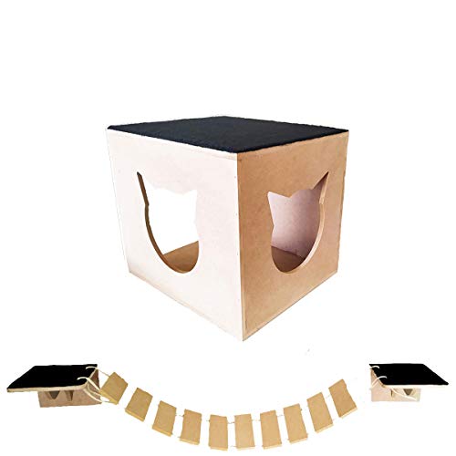 Playground Mdf Crú Cat 2 peças Toca e Ponte + Mimo