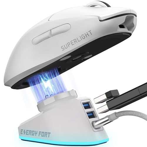 Charger Dock for Logitech Mouse G PRO X SUPERLIGHT 2,G502/G502X/G502X Plus Lightspeed, G703, G903, G PRO Wireless Gaming Mice Charging Station, Replace for Powerplay Wireless Charging System (White)