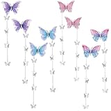 CustomyLife 8pcs Butterfly Tassel Hair Clips, Cute Fairy Snap Barrettes Purple Blue Pink Christmas Wedding Prom Hair Accessories for Women Rapunzel Long Short Thin Fine Hair